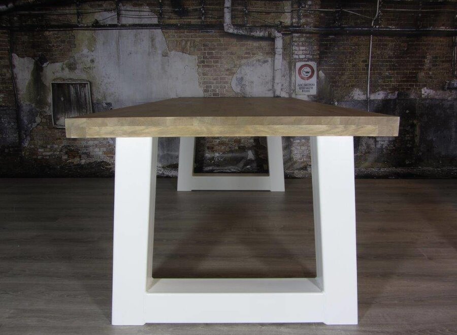 Handgemaakt industrieel tafelonderstel Trapezium poot Zwaar WIT