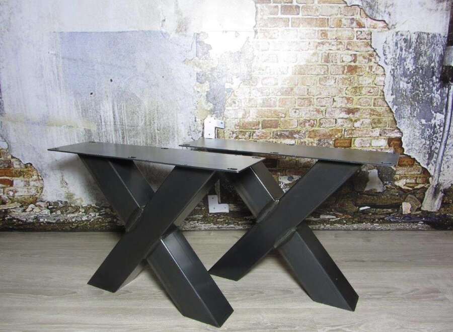 Handgemaakte industriele Salontafel poten model X standaard