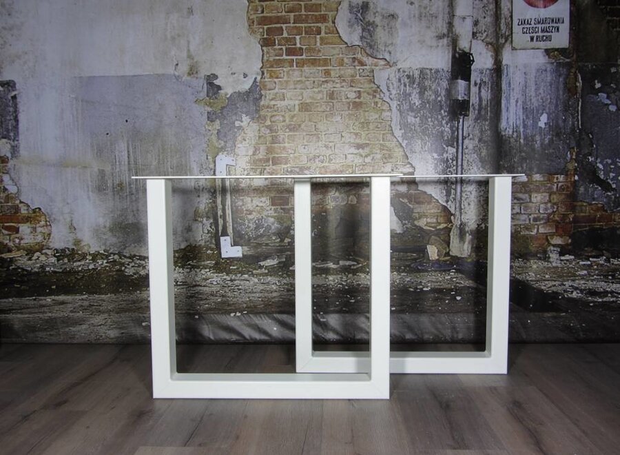 Handgemaakte Industriele tafelpoten model U Standaard WIT