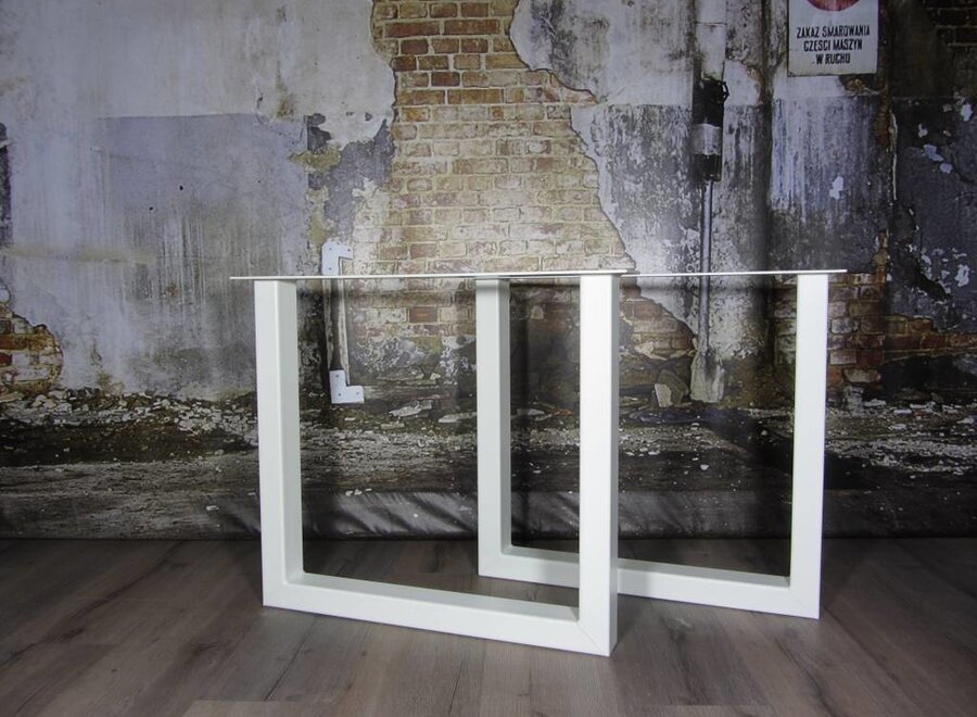 Handgemaakte Industriele tafelpoten model U Standaard WIT