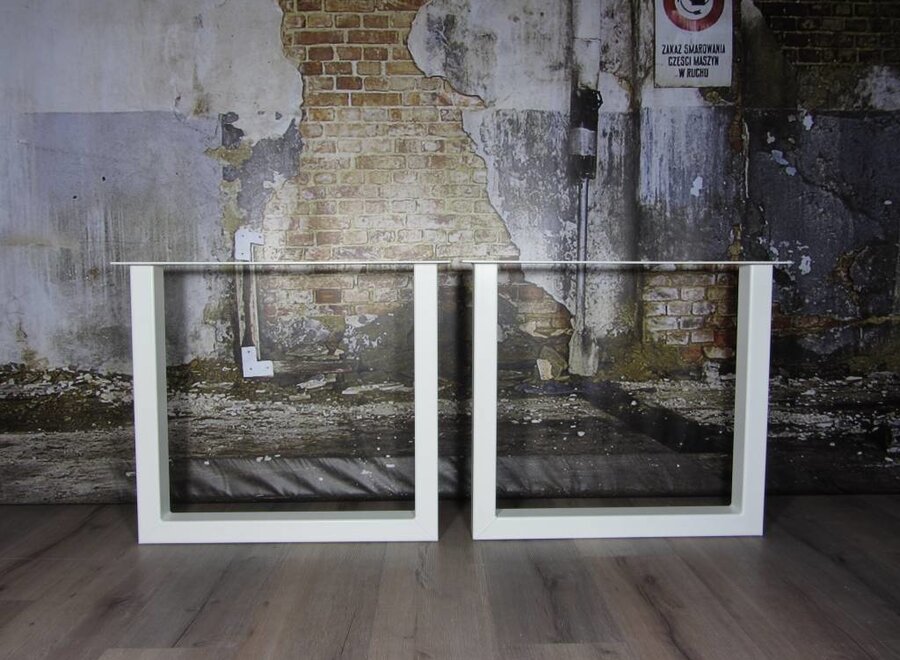 Handgemaakte Industriele tafelpoten model U Standaard WIT