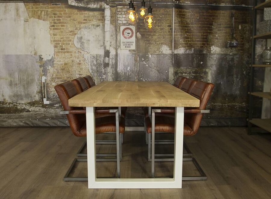 Handgemaakte Industriele tafelpoten model U Standaard WIT