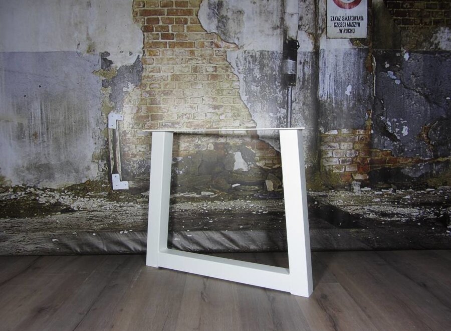 Handgemaakt Industrieel tafelonderstel Trapezium poot Standaard WIT