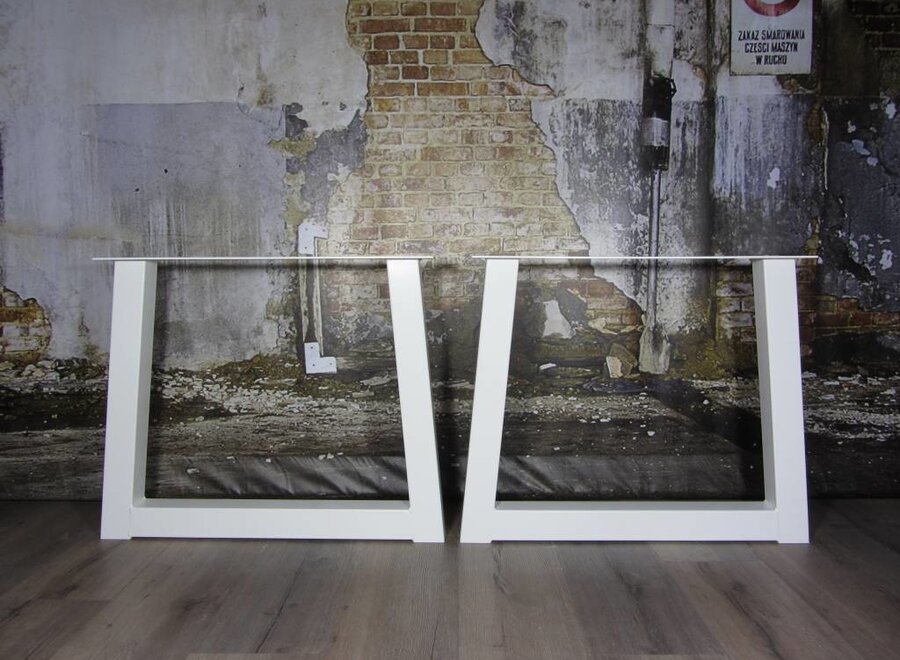 Handgemaakt Industrieel tafelonderstel Trapezium poot Standaard WIT