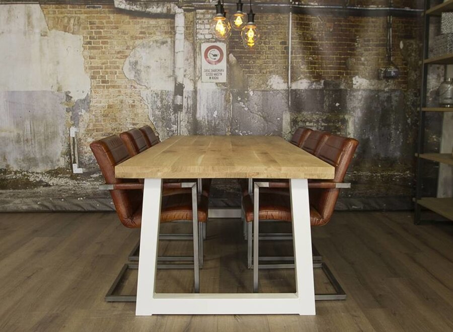 Handgemaakt Industrieel tafelonderstel Trapezium poot Standaard WIT