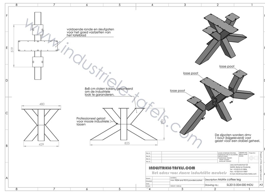 Salon Matrix tafelonderstel Zwart