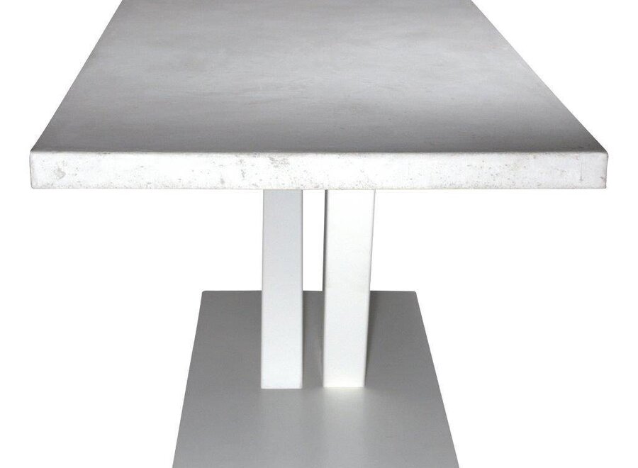Betonnen tafel met witte V poot