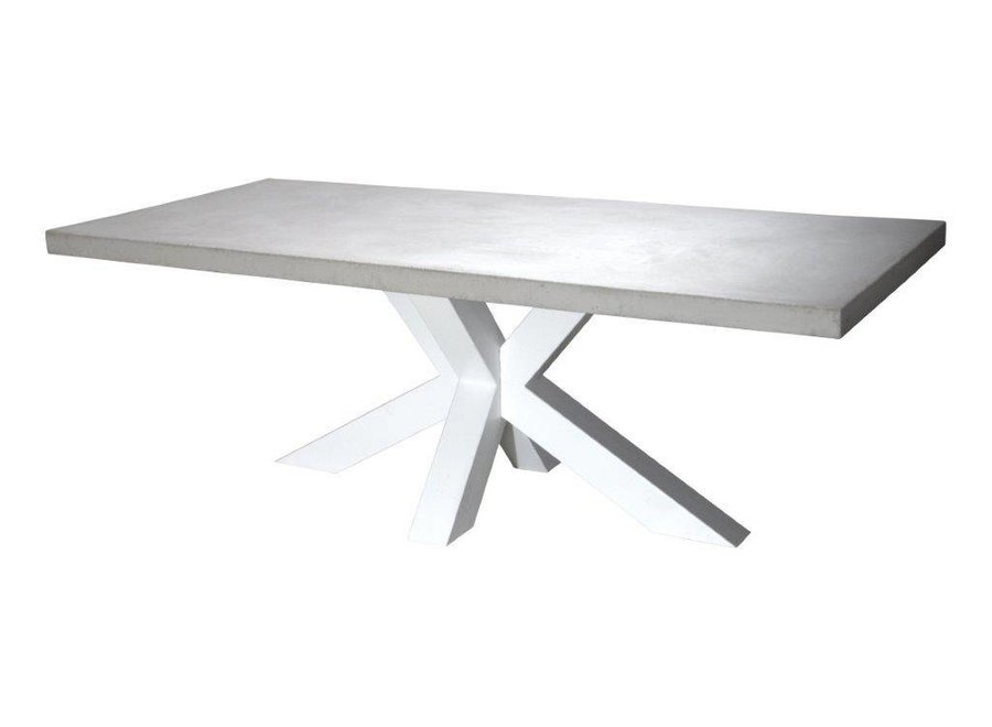 Betonnen tafel met witte matrix poot