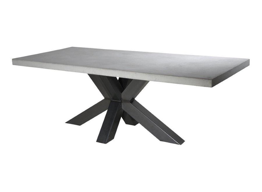 Betonnen tafel met stalen matrix poot