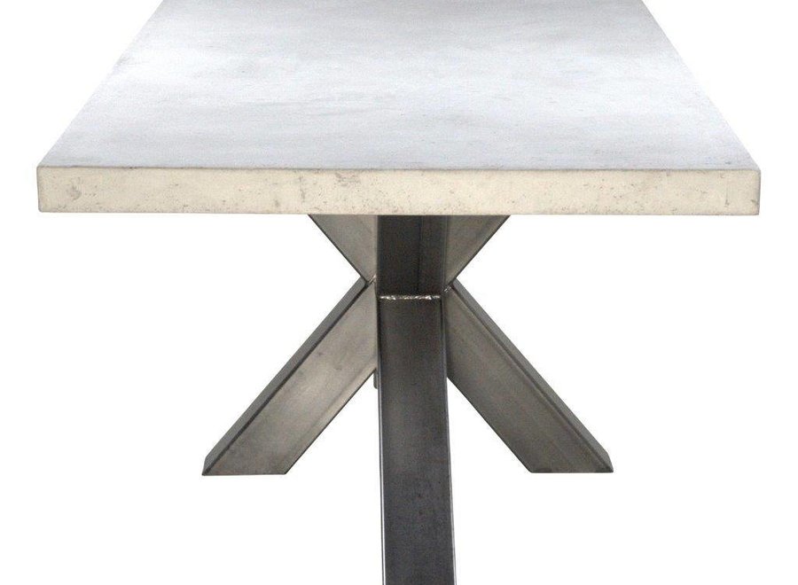 Betonnen tafel met stalen matrix poot