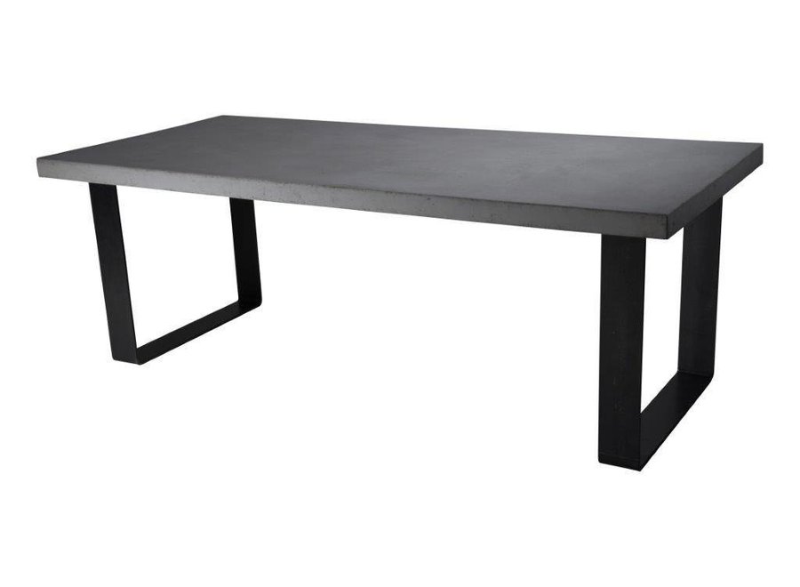 Betonnen tafel met stalen strip tafelpoten