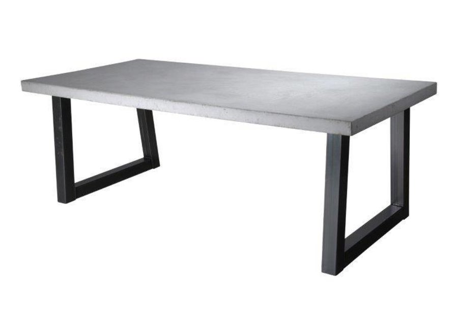 Betonnen tafel met standaard stalen trapezium poten