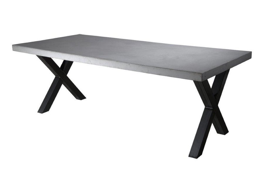 Betonnen tafel met standaard stalen kruispoten