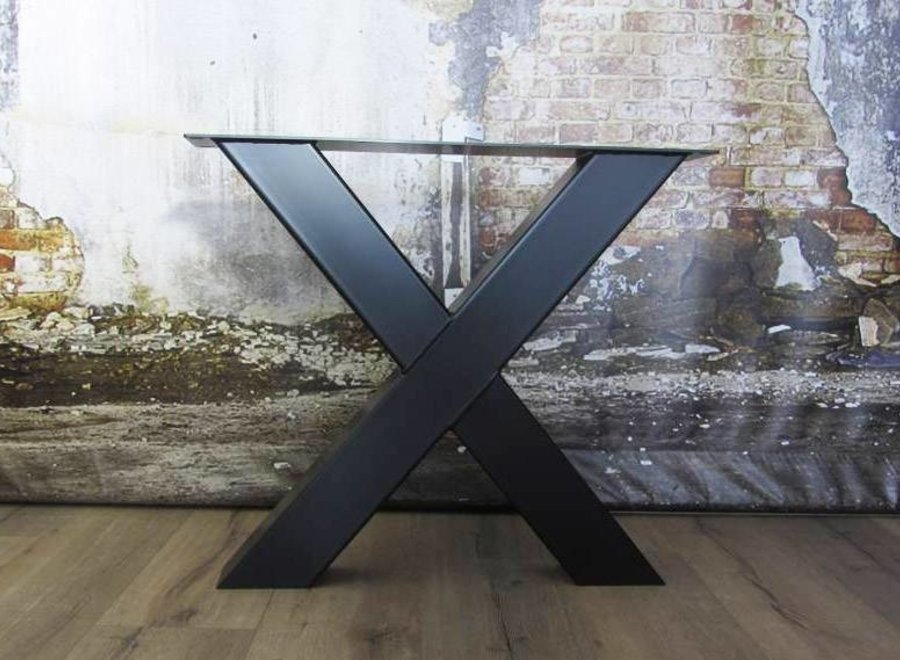 Tafelonderstel X poot zwaar ZWART