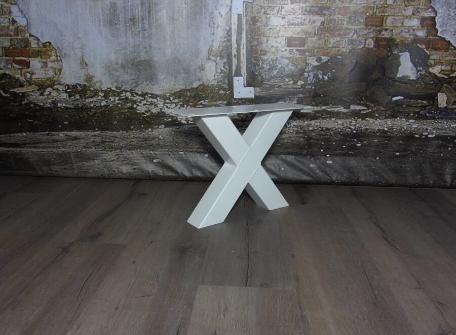Handgemaakte industriele Salontafel poten model X standaard WIT