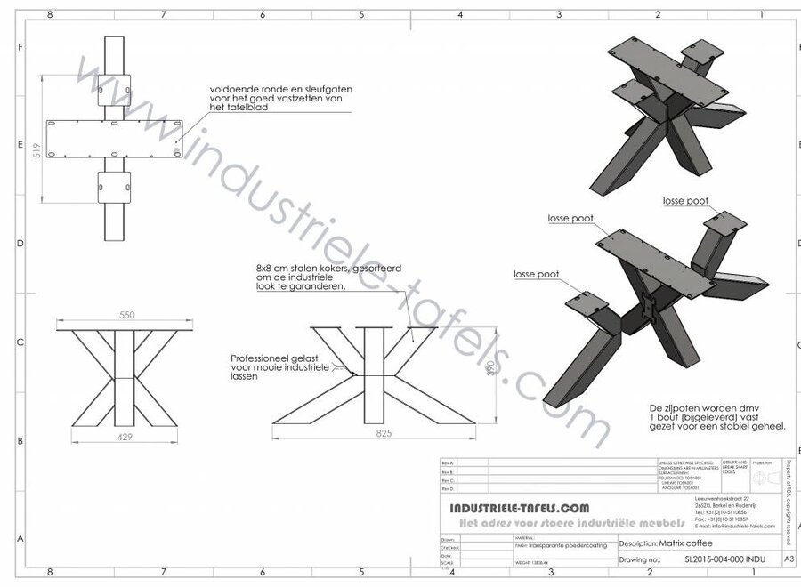 Salon Matrix tafelonderstel WIT
