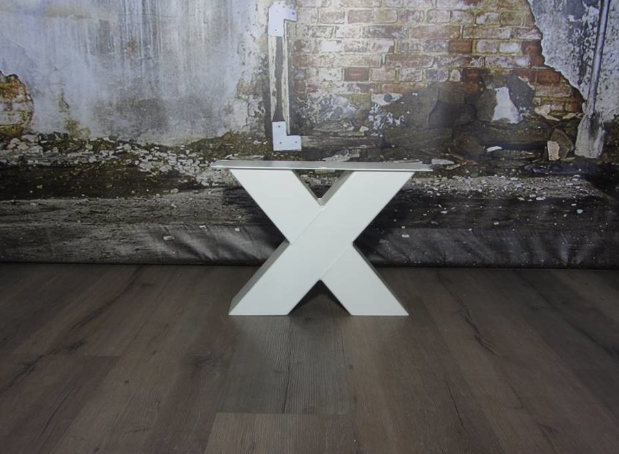 Handgemaakte industriele Salontafel poten model X Zwaar WIT