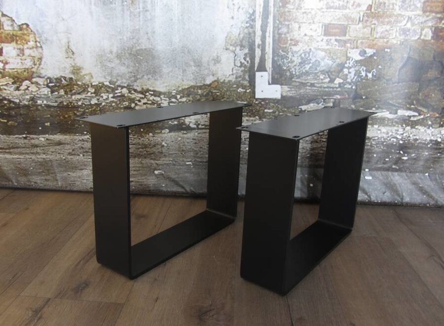 Handgemaakt industrieel salontafel onderstel Strip poot Zwaar mat zwarte coating