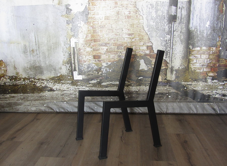 Losse industriele bankpoot met leuning zwart