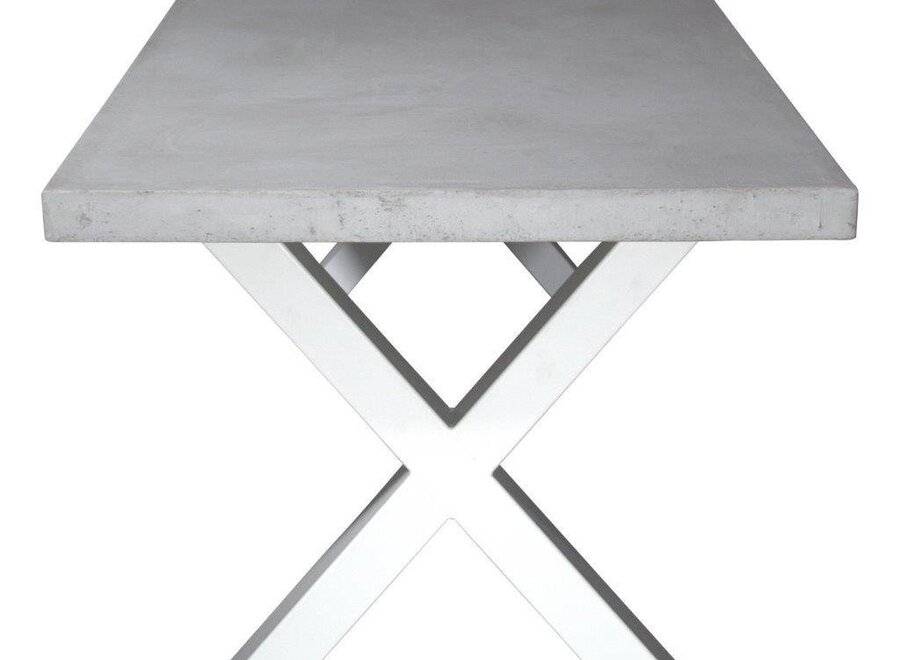 Betonnen tafel met standaard witte kruispoten