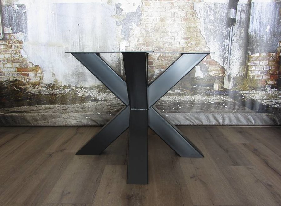 Tafelonderstel dubbele kruispoot Zwaar mat ZWART