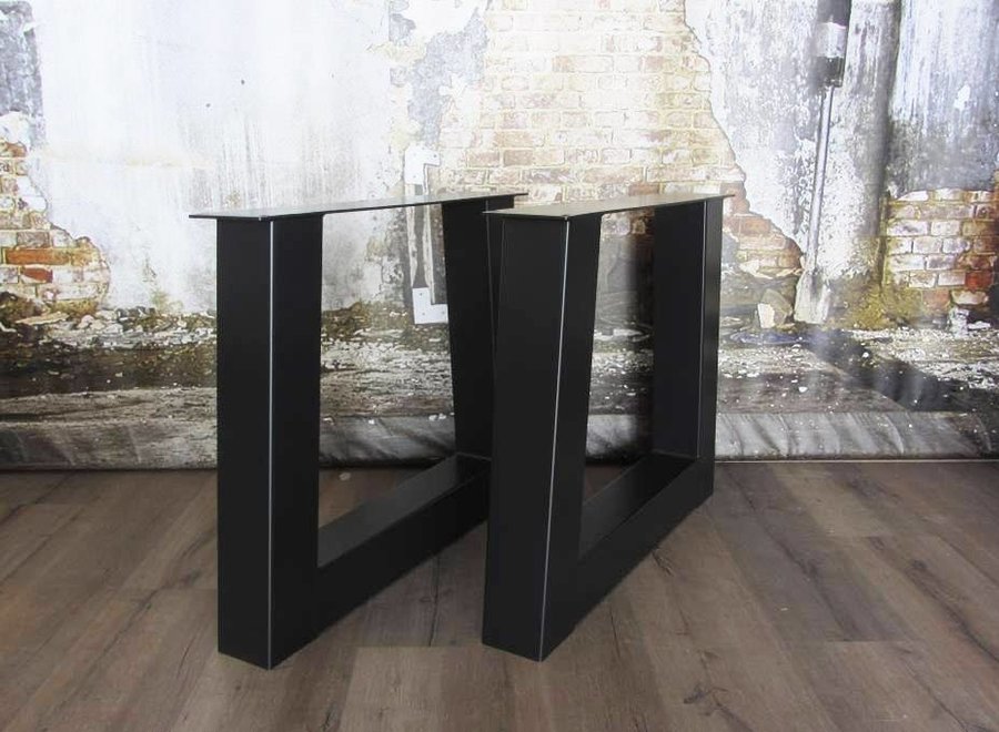 Handgemaakt industrieel tafelonderstel trapeze poot Zwaar Zwart