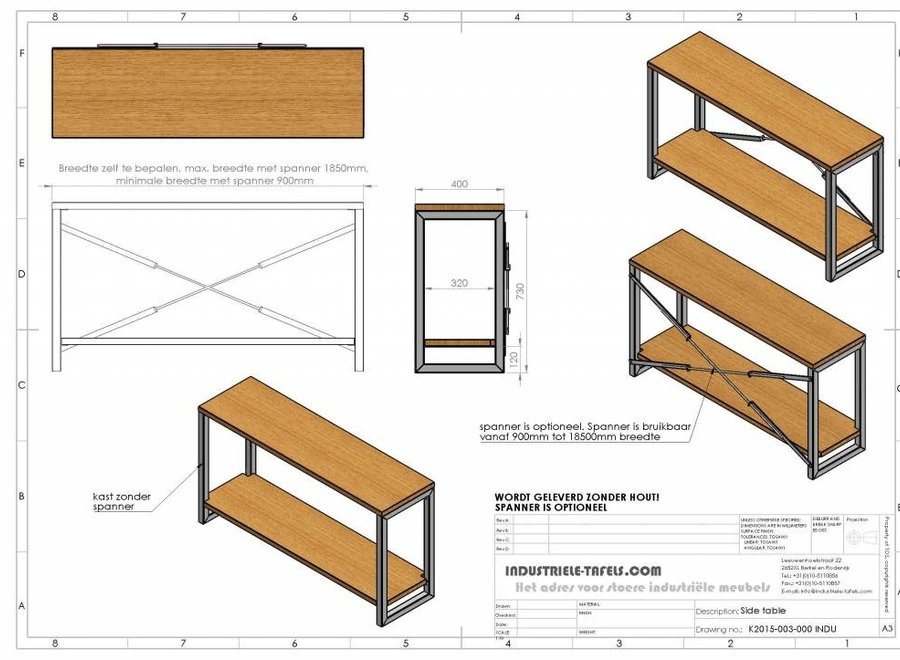Industrieel Sidetable frame