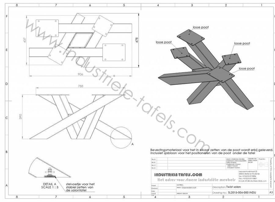 Salon Twist tafelonderstel Zwart