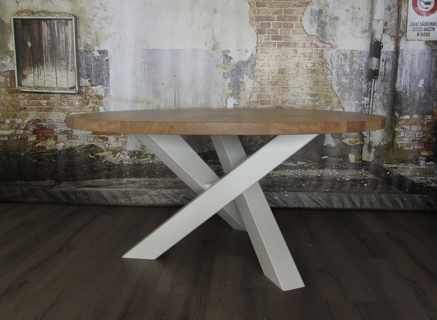 Stalen twist rond tafelpoot 12x12 wit