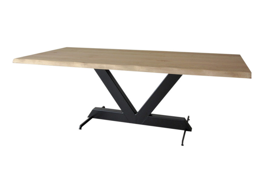 Industriële tafel voorzien van tafelonderstel light V tafelpoot