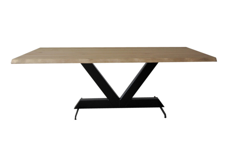 Industriële tafel voorzien van tafelonderstel light V tafelpoot