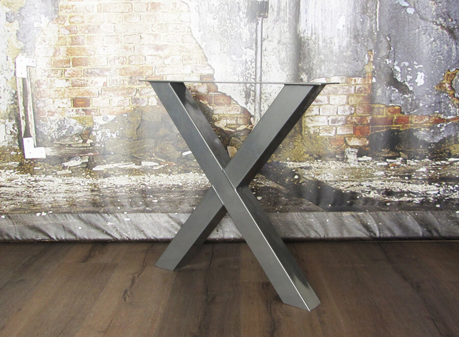 Handgemaakt industrieel tafelonderstel X poot standaard CHROOM