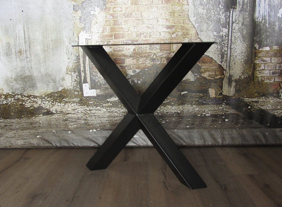Handgemaakt stalen tafelonderstel Diamond X poot
