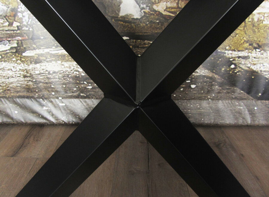 Handgemaakt stalen tafelonderstel Diamond X poot