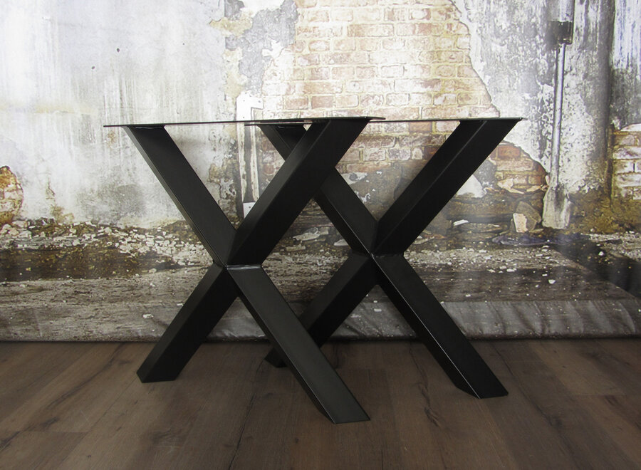 Handgemaakt stalen tafelonderstel Diamond X poot