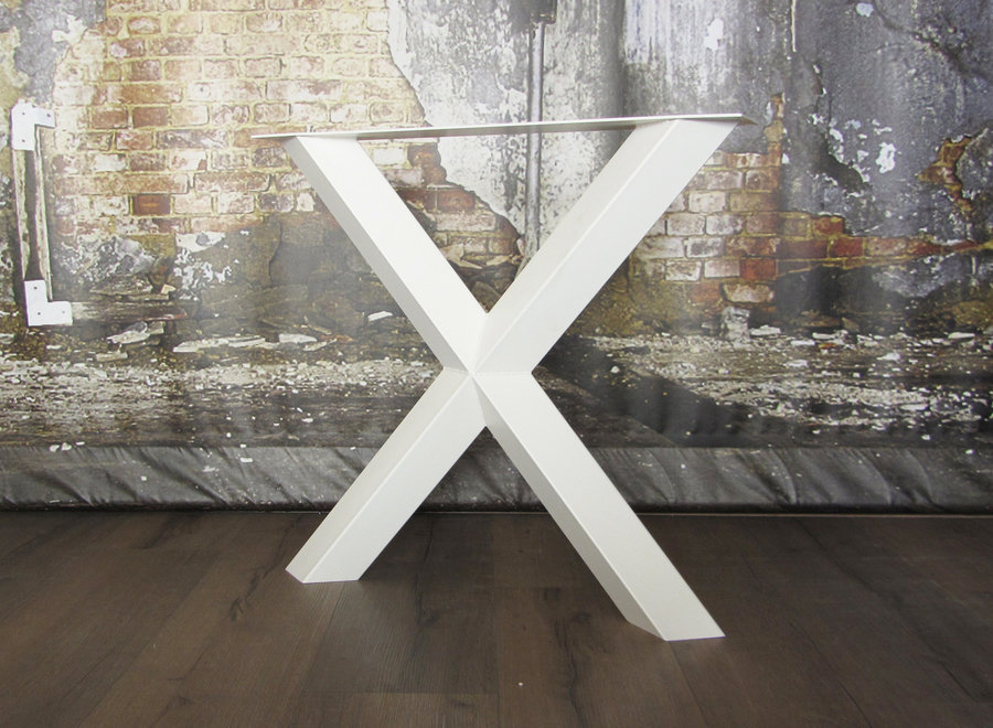 Handgemaakt stalen tafelonderstel Diamond X poot  WIT