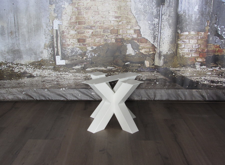 Stalen salontafelonderstel model dubbele kruispoot wit