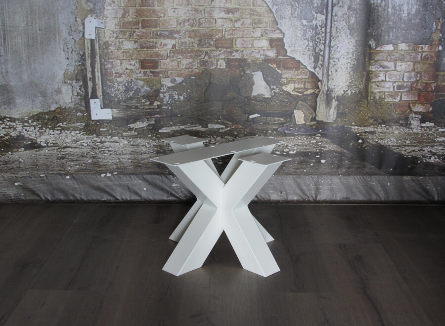 Stalen salontafelonderstel model dubbele kruispoot wit