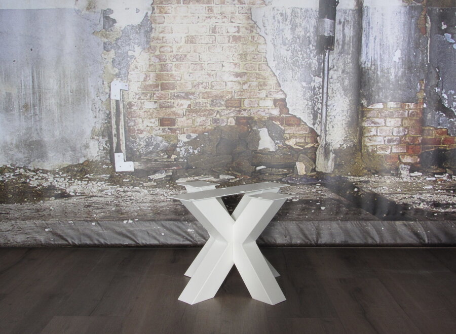 Stalen salontafelonderstel model dubbele kruispoot wit