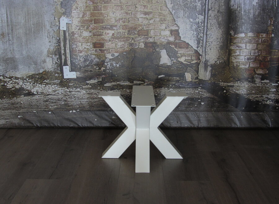 Stalen salontafelonderstel model dubbele kruispoot wit