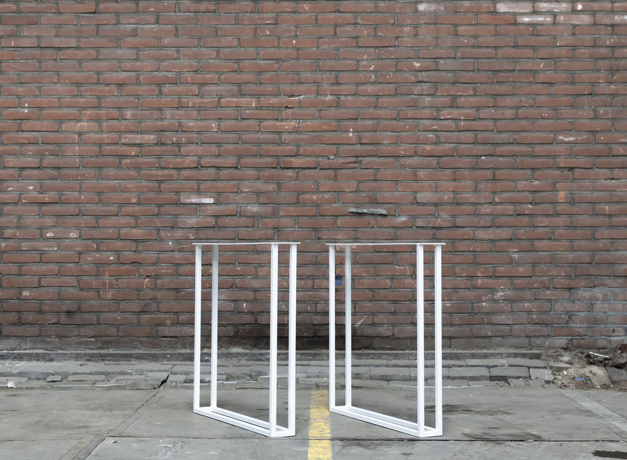 Handgemaakt stalen Twin U tafelonderstel wit