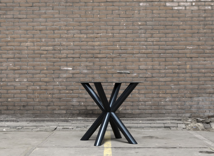 Tafelonderstel dubbele kruispoot rond mat zwart