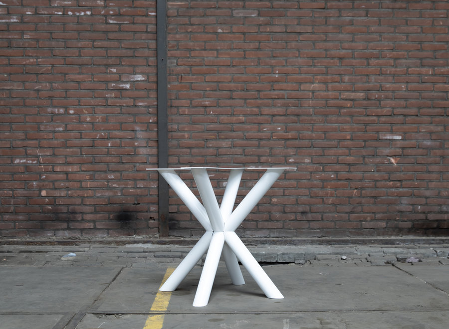 Tafelonderstel dubbele kruispoot rond wit