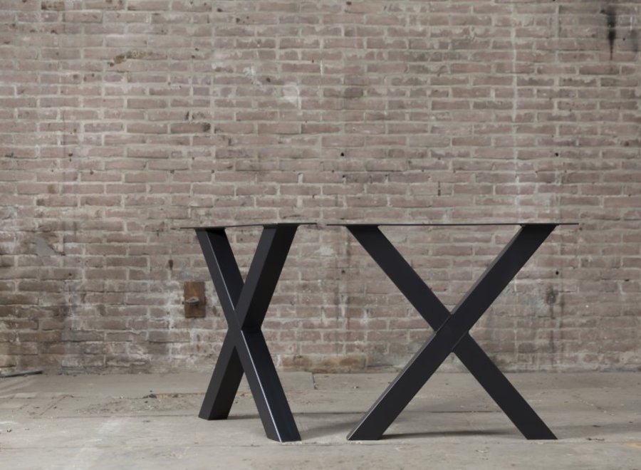 Handgemaakt Industrieel tafelonderstel X tafelpoot / kruispoot Standaard zwart