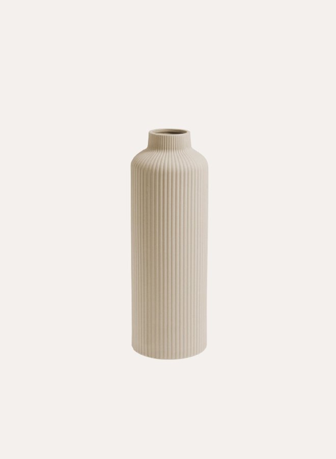 Adala Ribbed Vase - Beige