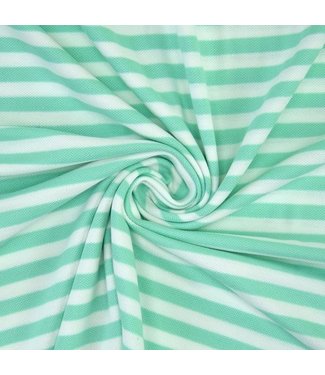 ALB stoffe Piqué stripe Mint/Wit