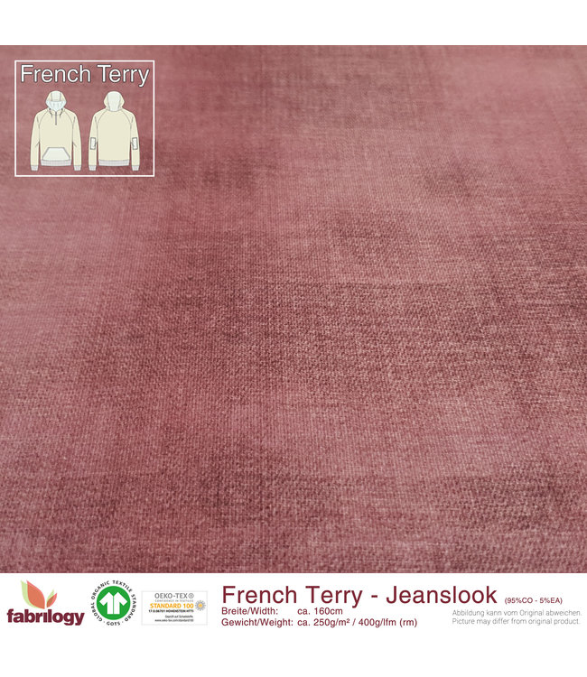 Jeanslook French Terry Rosenholz