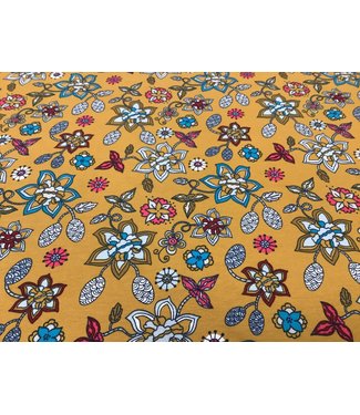 Quality Tex Jersey flowers Ocre Q