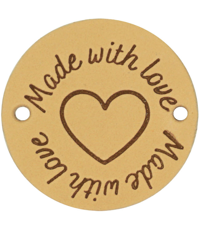 Leren Label Made with Love rond 3,5cm col 001