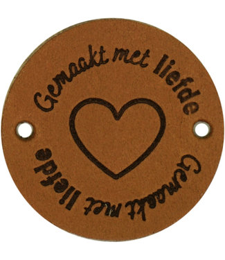 Durable Leren Label Gemaakt met Liefde rond 3,5cm col 004